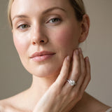 White gold Oval Diamond Bezel and Prong Setting with Pave Band_63