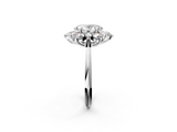 White gold Oval Diamond Cluster Halo Ring with Solitaire Band and Four-Prong Setting_22