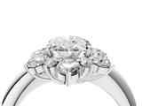 White gold Oval Diamond Cluster Halo Ring with Solitaire Band and Four-Prong Setting_24