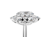 White gold Oval Diamond Cluster Halo Ring with Solitaire Band and Four-Prong Setting_25