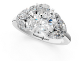 White gold Oval Diamond Cluster Leaf Design Ring with Prong Setting_75