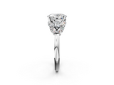 White gold Oval Diamond Cluster Leaf Design Ring with Prong Setting_76