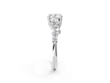 14K White Gold 4.04 Carat F VS1 Oval Diamond Cluster Pavé Band with Four-Prong Setting
