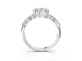 14K White Gold 4.04 Carat F VS1 Oval Diamond Cluster Pavé Band with Four-Prong Setting