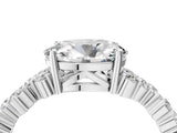 14K White Gold 4.04 Carat F VS1 Oval Diamond Cluster Pavé Band with Four-Prong Setting