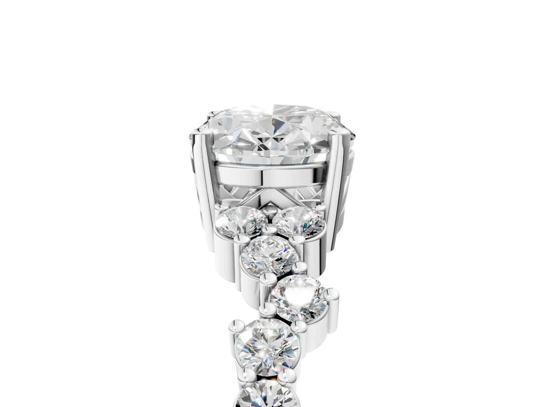 White gold Oval Diamond Cluster Pavé Band with Four-Prong Setting_44