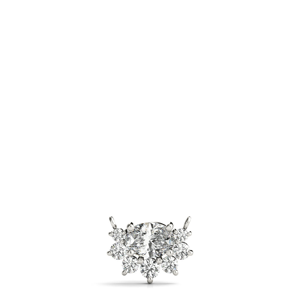 White gold Oval Diamond Cluster Pendant with Prong Setting 1