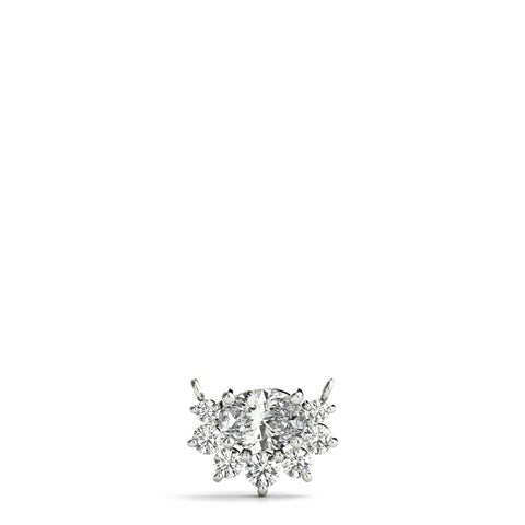 White gold Oval Diamond Cluster Pendant with Prong Setting 1