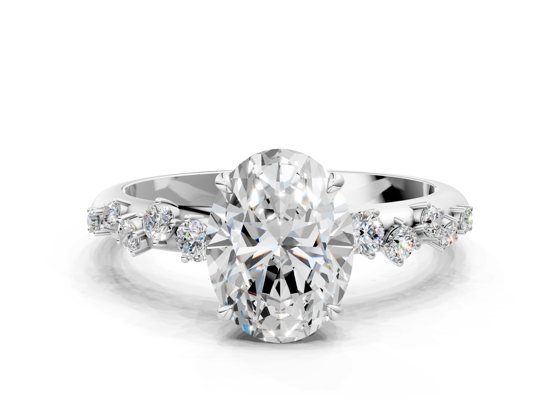White gold Oval Diamond Cluster Prong-Set Solitaire Ring_76