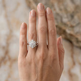White gold Oval Diamond Cluster Ring with Round and Baguette Stones, Split Shank Band, Prong Setting_199