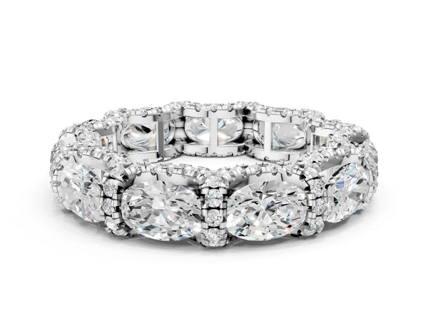 Platinum Oval Diamond Eternity Wedding Band with Round Diamond Accents