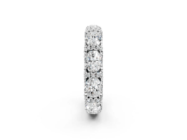 Platinum Oval Diamond Eternity Wedding Band with Round Diamond Accents