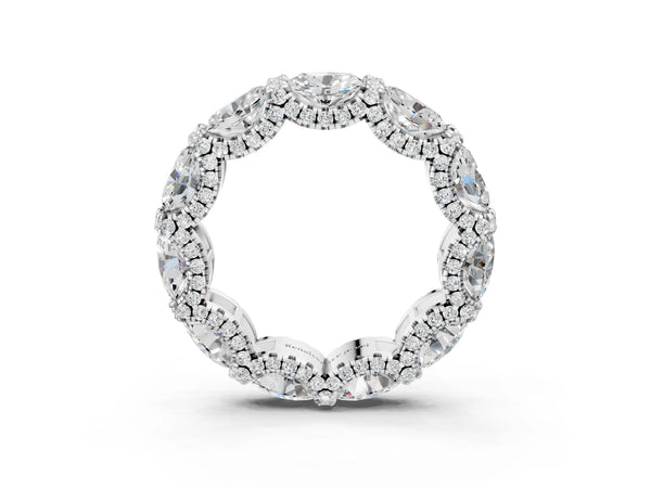 Platinum Oval Diamond Eternity Wedding Band with Round Diamond Accents