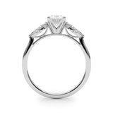 White gold Oval Diamond Floral Cluster Ring with Marquise Side Stones and Six-Prong Solitaire Setting 1