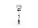 White gold Oval Diamond Floral Cluster Ring with Solitaire Band and Prong Setting_83