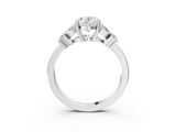 White gold Oval Diamond Floral Cluster Ring with Solitaire Band and Prong Setting_87