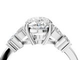 White gold Oval Diamond Floral Cluster Ring with Solitaire Band and Prong Setting_90