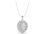White gold Oval Diamond Floral Halo Pendant with Diamond Accents_13