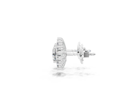 White gold Oval Diamond Floral Halo Stud Earrings_1