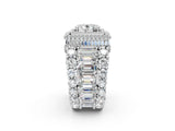 White gold Oval Diamond Halo Mens Ring with Baguette Side Stones_38