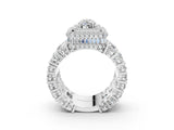 White gold Oval Diamond Halo Mens Ring with Baguette Side Stones_39