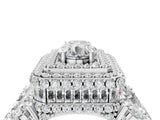 White gold Oval Diamond Halo Mens Ring with Baguette Side Stones_40