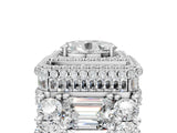 White gold Oval Diamond Halo Mens Ring with Baguette Side Stones_41
