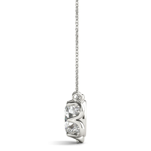 White gold Oval Diamond Halo Pendant with Prong Setting 2