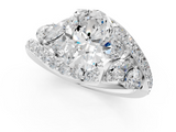 White gold Oval Diamond Halo Ring with Marquise and Pavé Band in Prong Setting_113