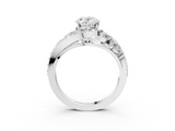 White gold Oval Diamond Halo Ring with Marquise and Pavé Band in Prong Setting_115