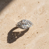White gold Oval Diamond Halo Ring with Marquise and Pavé Band in Prong Setting_20