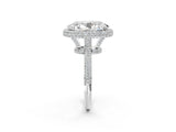 White gold Oval Diamond Halo Ring with Round Diamond Accents_14