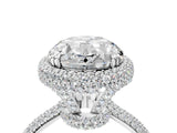 White gold Oval Diamond Halo Ring with Round Diamond Accents_16