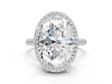White gold Oval Diamond Halo Ring with Round Diamond Accents_24