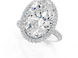 White gold Oval Diamond Halo Ring with Round Diamond Accents_25