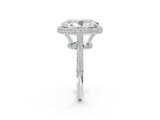 White gold Oval Diamond Halo Ring with Round Diamond Accents_26