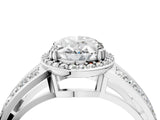 White gold Oval Diamond Halo Ring with Split Shank Pavé Band and Four-Prong Setting_10