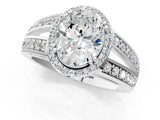 White gold Oval Diamond Halo Ring with Split Shank Pavé Band and Four-Prong Setting_7