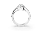 White gold Oval Diamond Halo Ring with Split Shank Pavé Band and Four-Prong Setting_9