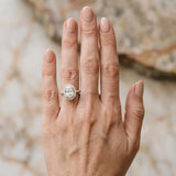 White gold Oval Diamond Halo Ring with Twisted Band and Prong Setting_6