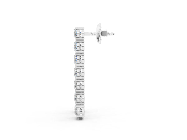 Silver Oval Diamond Huggie Hoop Earrings