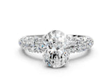 White gold Oval Diamond Pavé Band Solitaire Ring with Four-Prong Setting_49