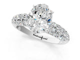 White gold Oval Diamond Pavé Band Solitaire Ring with Four-Prong Setting_50