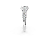 White gold Oval Diamond Pavé Band Solitaire Ring with Four-Prong Setting_51