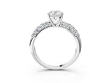 White gold Oval Diamond Pavé Band Solitaire Ring with Four-Prong Setting_52