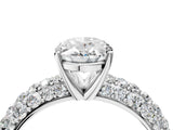 White gold Oval Diamond Pavé Band Solitaire Ring with Four-Prong Setting_53