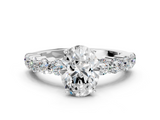 White gold Oval Diamond Pavé Band Solitaire with Four-Prong Setting_38