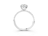 White gold Oval Diamond Pavé Band with Six-Prong Setting_30