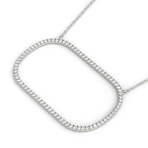 White gold Oval Diamond Pavé Prong Pendant
