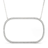 White gold Oval Diamond Pavé Prong Pendant